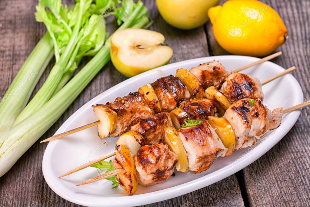 depositphotos 44451533 stock photo skewers of grilled chicken fillet